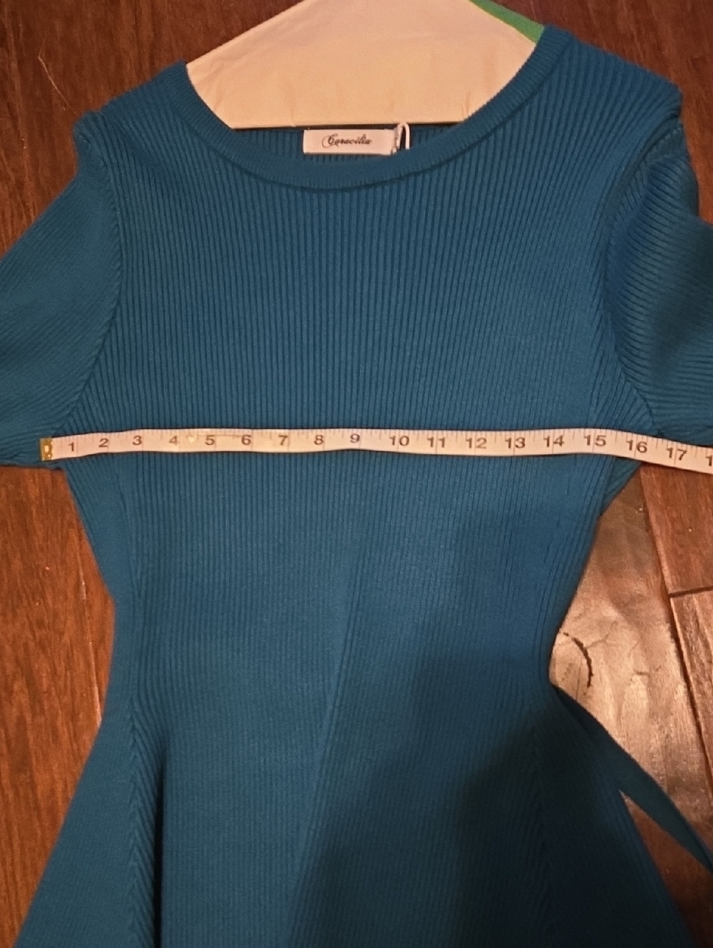 Caracilia Teal Long Sleeve Ribbed Sweater Dress Size L - Picture 6 of 10